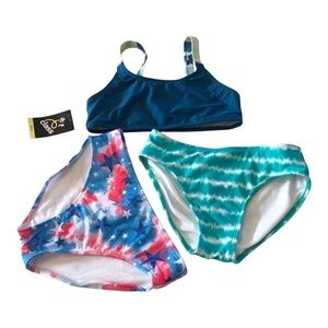 Bundle 3Pc Art Class Cat & Jack Girl Bralette Tie Dyed Patriotic Bikini Swimwear